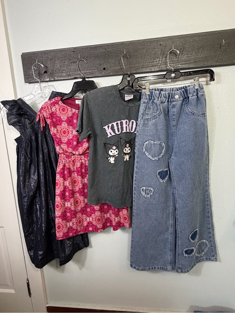 Girls bundle Speechless Dress, Crewcut Dress, Kuromi Tshirt and jeans